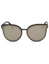Round Metal Frame Flat Lens Sunglasses - BLACK_METAL
