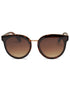 Round Metal Frame Flat Lens Sunglasses - BROWN_GOLD