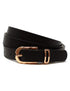 Thin D-shape Single Prong Buckle Faux Leather Belt