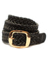 Smooth Square Frame Single Prong Buckle with Braided Faux Leather Strap Belt
