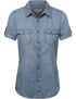 Classic Chambray Button Down Denim Short Sleeve Shirt