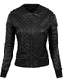 Quilted Stitch Faux Leather Moto Varsity Bomber Zip Up Jacket
