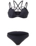 Strappy Front Cage Cross Back Bikini Top Hip Bottom Swimsuits