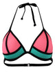 Colorblock Triangle Halter Strap Neck Push-Up Bikini Top