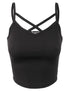 Ribbed Jersey Peek-A-Boo Cut-Out Cropped Cami Tank Top