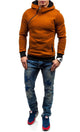 Men's Solid Long Sleeve Oblique Zipper Hooded Sweatshirt