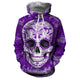 Men's Quality 3D Skull Print Series Pullover Hooded Sweatshirts