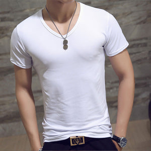 Men's Super Fitted V-Neck Short Sleeve Solid Basic T Shirt