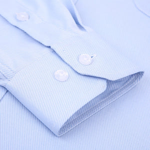 Men's Classic Long Sleeve Business Casual Dress Shirt with Chest Pocket & One Button Mitered Cuff