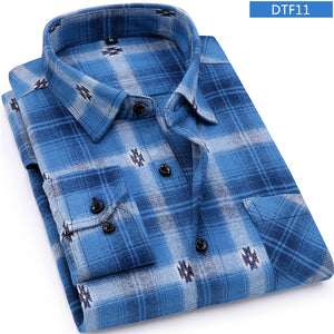 Men's Long Sleeve Forever Classic Slim Fit Soft Flannel Plaid Shirt