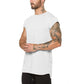 Men's Cap Sleeve Crew Neck High-Low Curved Hem with Side Slit Tee Shirt