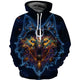 Men's Quality 3D Wolf Anime Print Series Pullover Hooded Sweatshirts