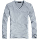 Men's Classic Basic Solid V-Neck Long Sleeve Slim Fit Tee Shirt
