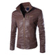 Men's Slim Fit Lightweight Thin Faux Leather Casual Moto Jacket