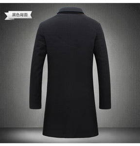 Men's Classic Slim Fit Solid Casual Business Woolen Coat Jacket