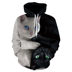 Men's Quality 3D Animal Print Pullover Hooded Sweatshirts