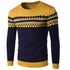 Men's Casual Crew Neck Long Sleeve Argyle Pattern Print Pullover Sweater