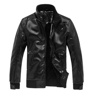 Men's Perfect Faux Leather Stand Collar Moto Jacket