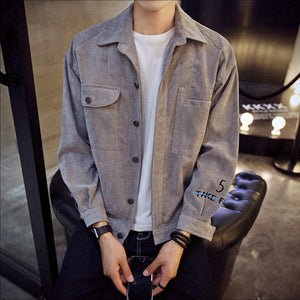 Men's Solid Button Down Slim Fit Casual Bomber Jacket