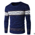 Men's Casual Pullover Sweater with Classic Rhombus Pattern Print