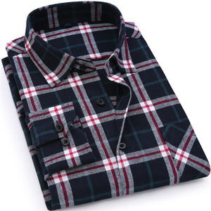 Men's Long Sleeve Forever Classic Slim Fit Soft Flannel Plaid Shirt