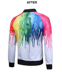 Men's Colorful Modern Abstract Ink Spread Print Bomber Jacket