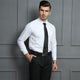 Men's Classic Long Sleeve Business Casual Dress Shirt with Chest Pocket & One Button Mitered Cuff