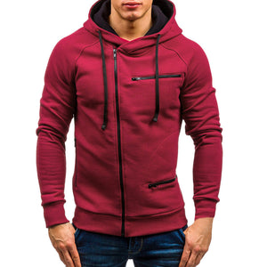 Men's Fitted Long Sleeve Fashion Zip-Up Hoodie Jacket