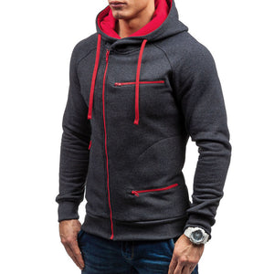 Men's Fitted Long Sleeve Fashion Zip-Up Hoodie Jacket