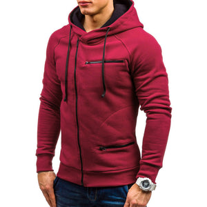 Men's Fitted Long Sleeve Fashion Zip-Up Hoodie Jacket