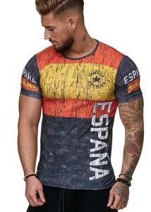 Men's Short Sleeves All Over Printed Fitted Slim T Shirts