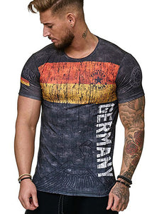 Men's Short Sleeves All Over Printed Fitted Slim T Shirts