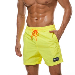 Men's Classic Solid Quick Dry Beach Board Swimming Boxer Shorts with Pockets