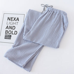 Men's Summer Perfect Crisp Crinkled Cool Crepe Cotton Solid Pajama Pants