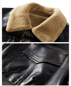 Men's Classic Faux Leather PU Button Up Coat Jacket